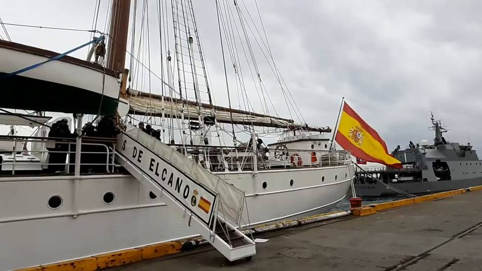El buque Elcano en los actos del quinto centenario del descubrimiento