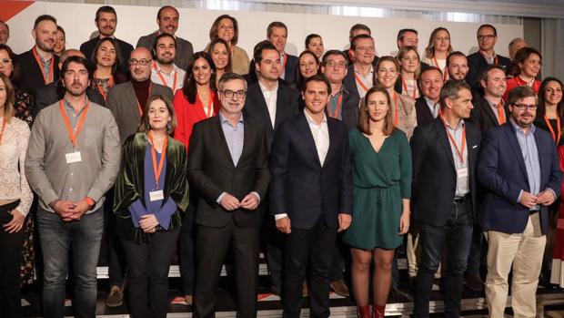 Rivera, este viernes, con los cabezas de lista del partido en España