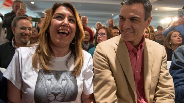 La secretaria general del PSOE andaluz, junto a Pedro Sánchez este pasado fin de semana