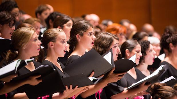 El Orfeón Donostiarra, durante su concierto con la Orquesta del Festival de Budapest
