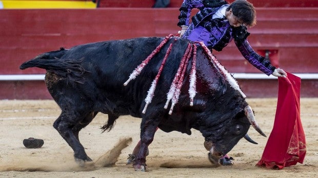 Roca Rey , al natural con el tercer toro de la tarde