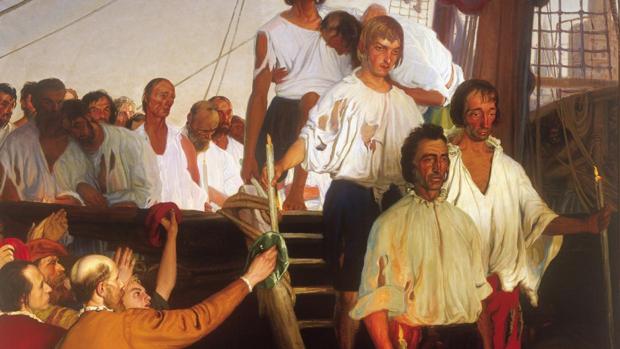 «El regreso de Juan Sebastián de Elcano a Sevilla», obra de Elías Salaverría Inchaurrandieta