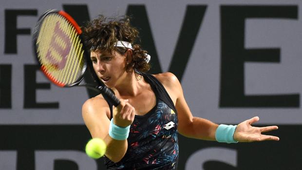 Carla Suárez durante su partido en Indian Wells