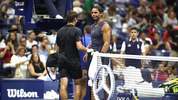 Rafael Nadal y David Ferrer durante el último partido del segundo en Grand Slams