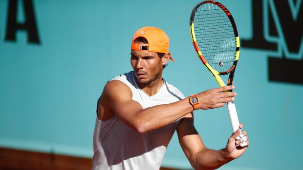 Nadal, en un entrenamiento en la Caja Mágica