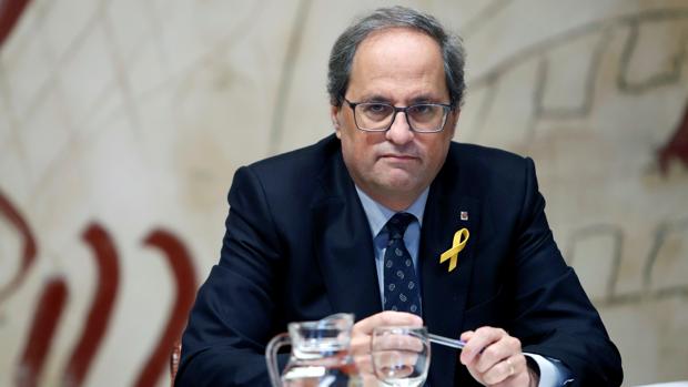 El presidente de la Generalitat, Quim Torra, durante la reunión semanal del gobierno catalán