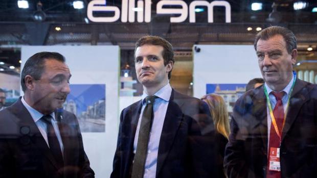 El presidente del PP, Pablo Casado, ayer en Ifema