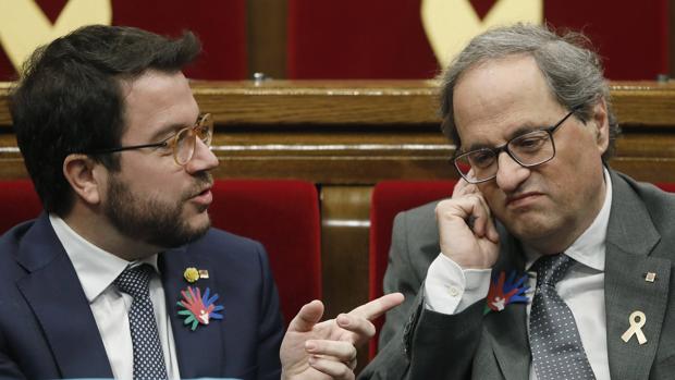 Quim Torra y el vicepresidente Pere Aragonès esta semana en el Parlament