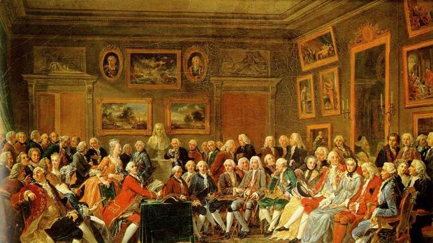Lectura de la tragedia de Voltaire, Gabriel Lemonnier (1812)
