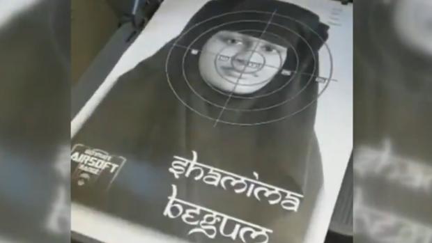 Imagen de Shamina Begum como 'blanco' para pruebas de tiro en Inglaterra