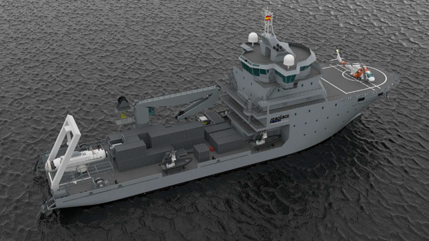 Maqueta del prototipo del nuevo BAM logístico que quiere la Armada